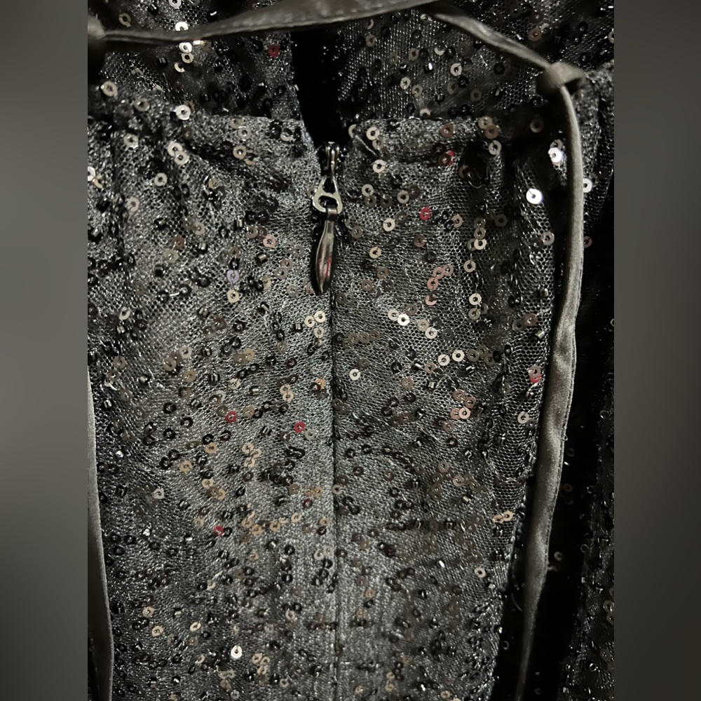 City Chic Black Sequin V-Neck Spaghetti Strap Gown - Picture 15 of 16